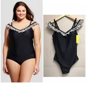 Costa del sol one piece swimsuit with leopard off shoulder